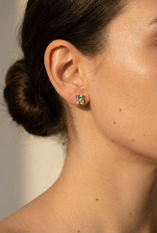 AÏNE Octagon Veil Beryl Studs Rose Gold