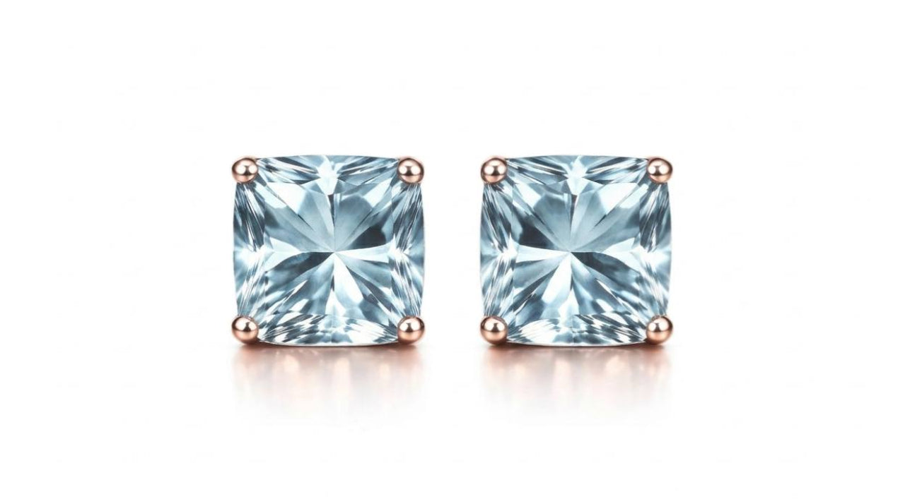 AÏNE Blue Topaz Studs Rose Gold