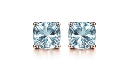 AÏNE Blue Topaz Studs Rose Gold
