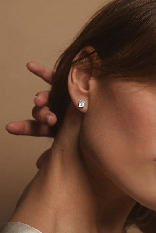 AÏNE Sheer Topaz Studs in White Gold