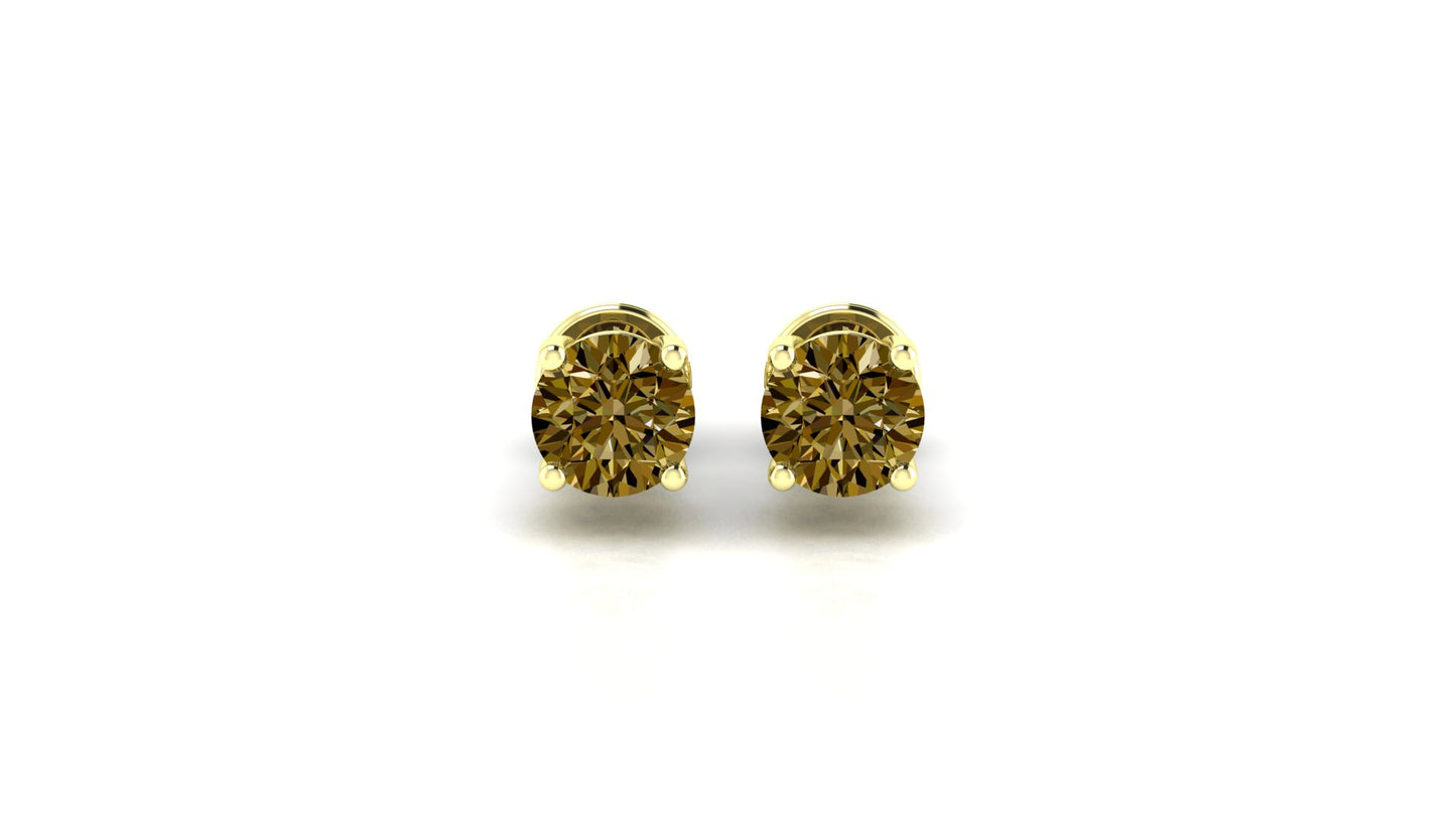 Сережки-гвоздики AÏNE Wine Topaz із жовтого золота