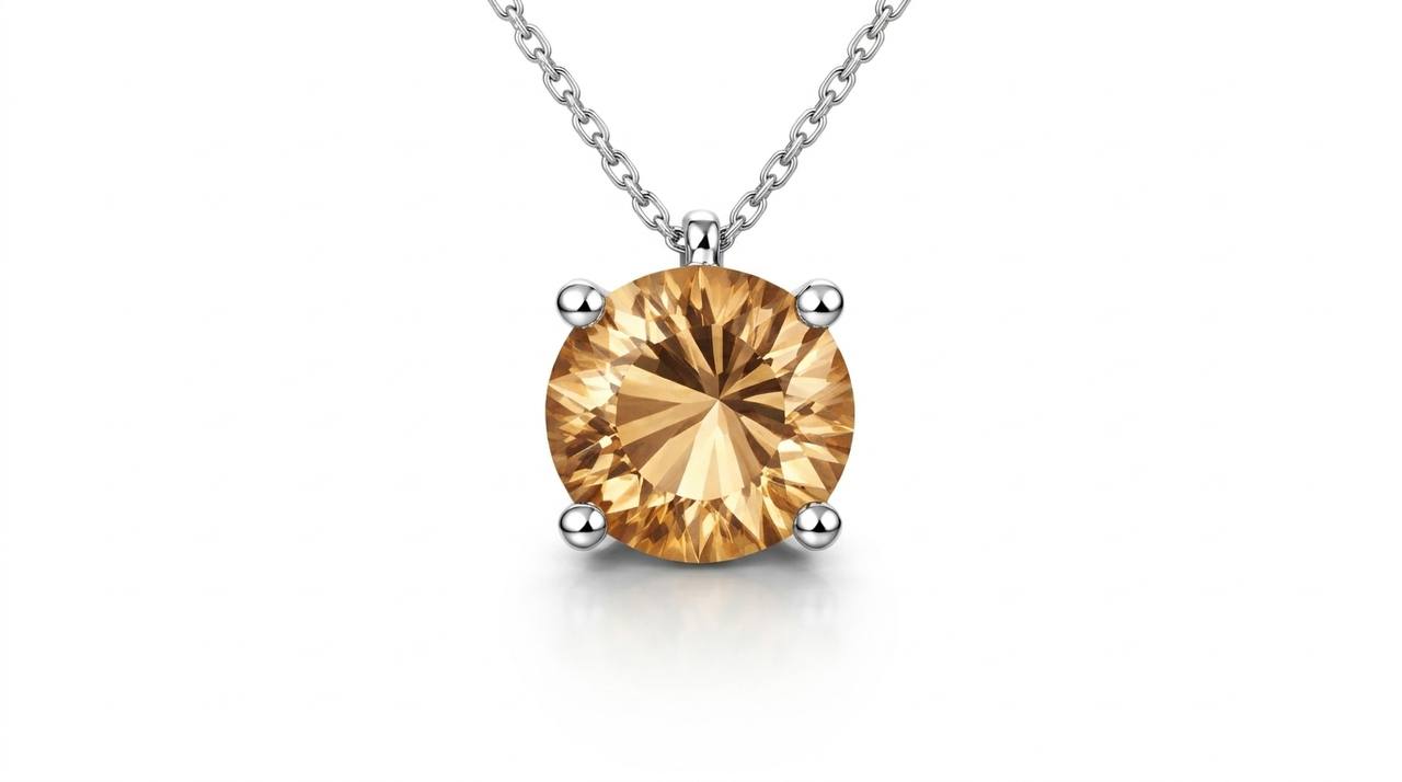 AÏNE Wine Topaz Pendant White Gold