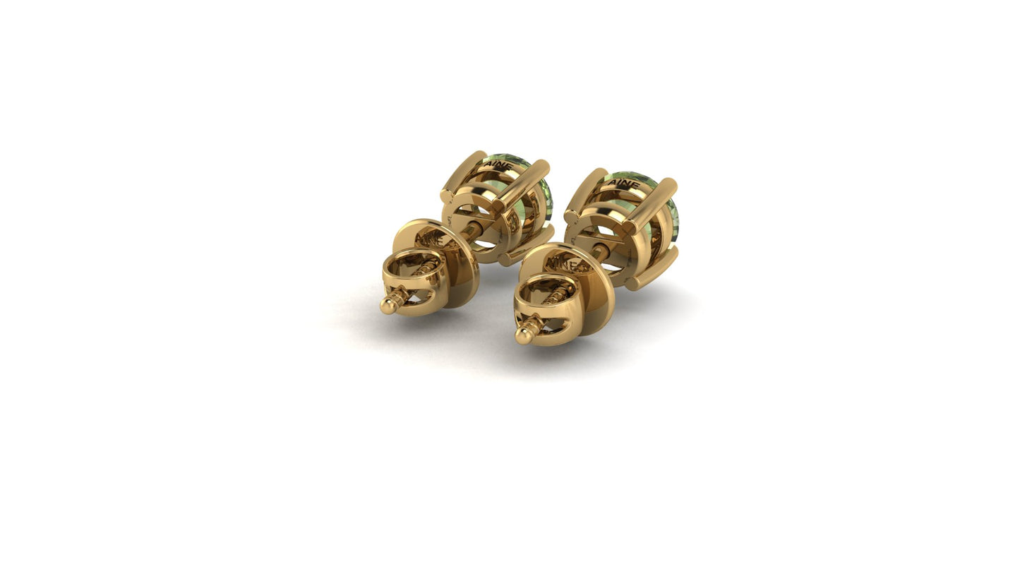 AÏNE Veil Beryl Studs in Yellow Gold