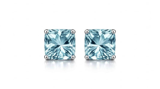 AÏNE Blue Topaz Studs White Gold