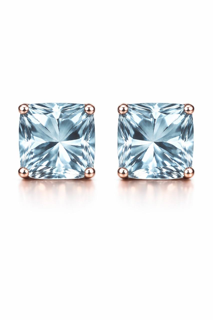 AÏNE Blue Topaz Studs Rose Gold