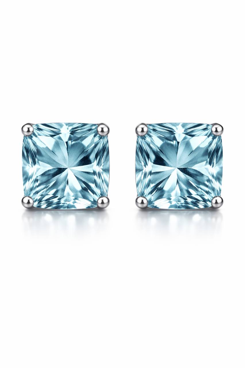 AÏNE Blue Topaz Studs White Gold