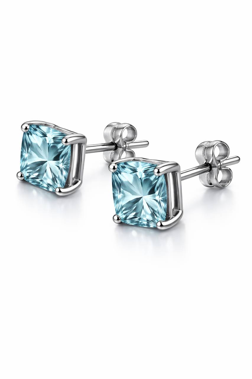 AÏNE Blue Topaz Studs White Gold