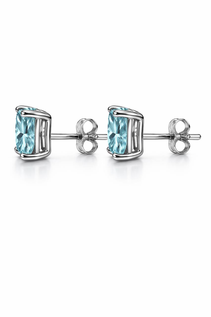 AÏNE Blue Topaz Studs White Gold