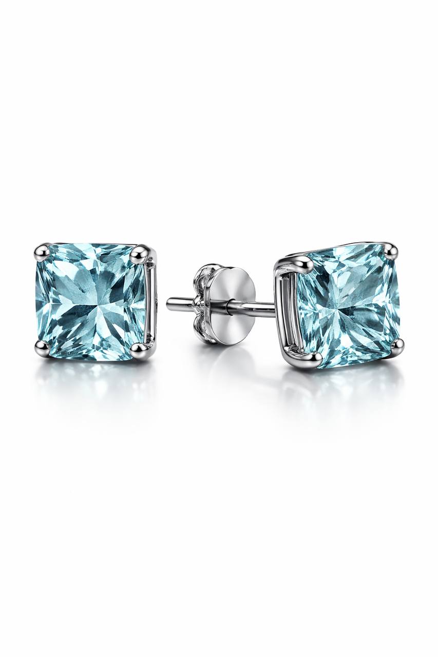 AÏNE Blue Topaz Studs White Gold