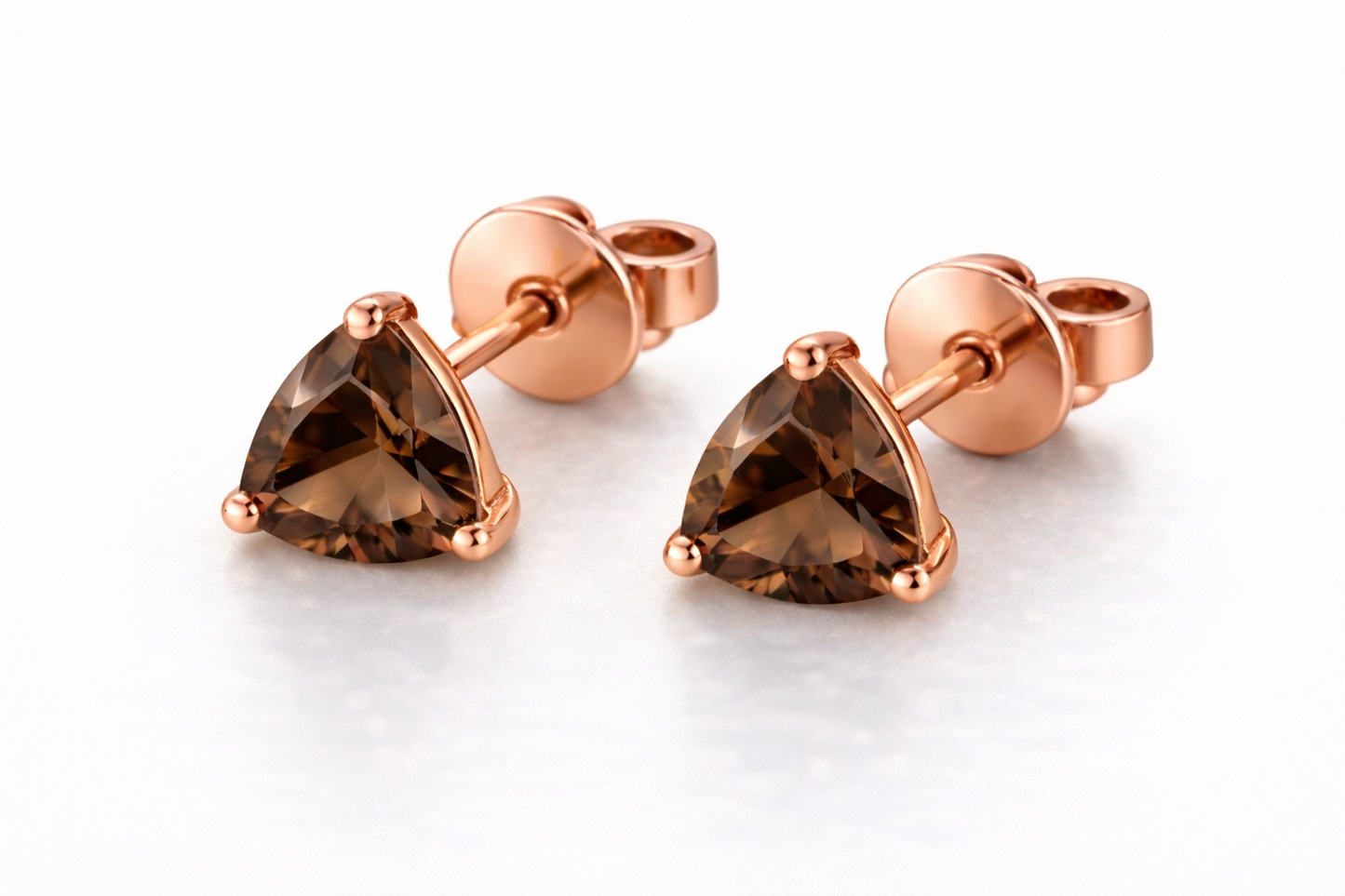 AÏNE Smoky Quartz Studs Rose Gold