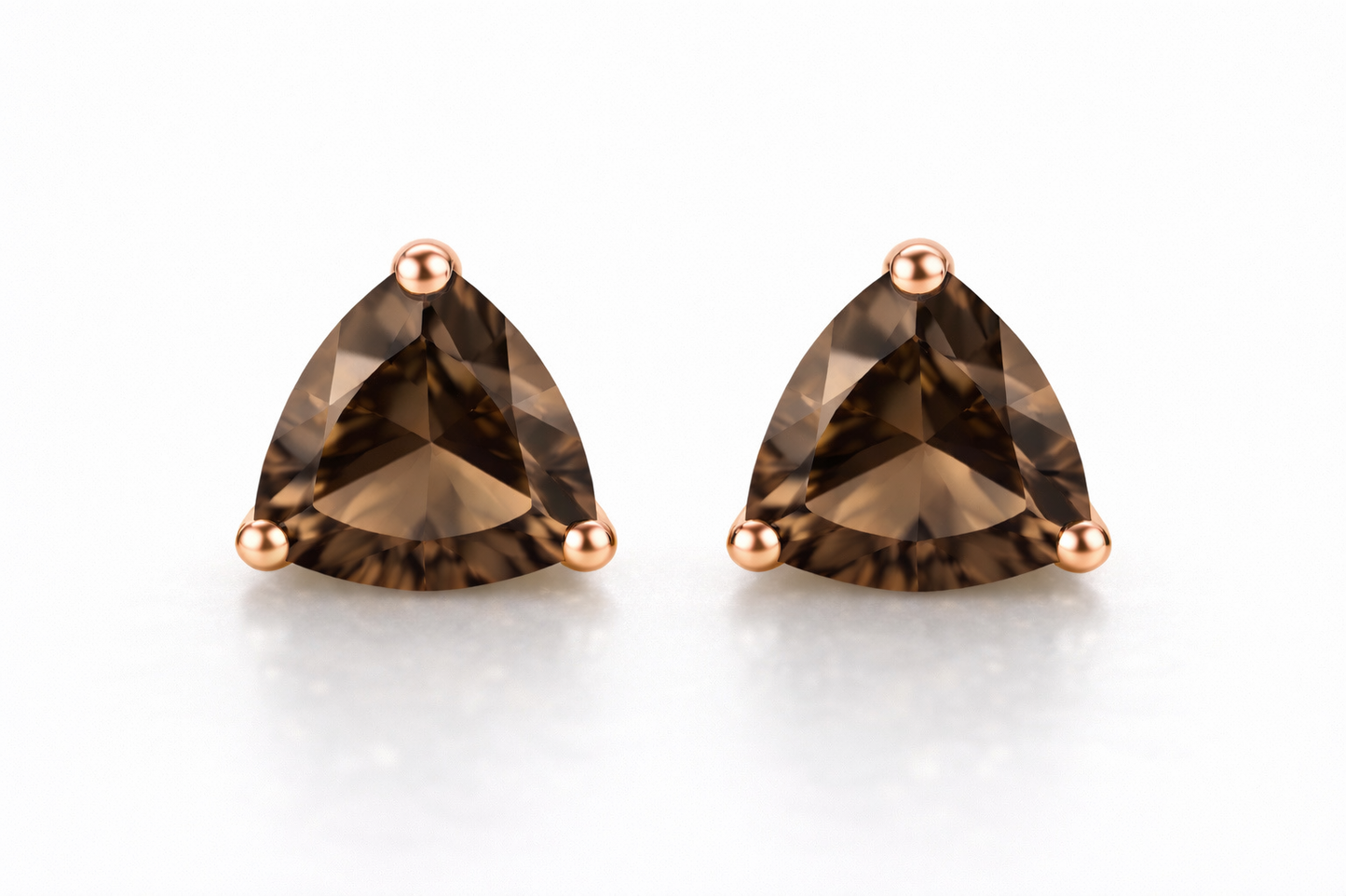 AÏNE Smoky Quartz Studs Rose Gold