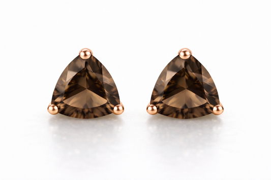 AÏNE Smoky Quartz Studs Rose Gold
