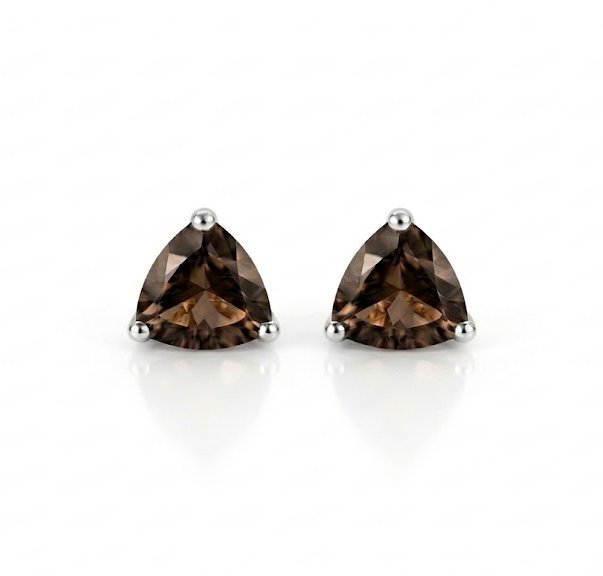 AÏNE Smoky Quartz Studs White Gold