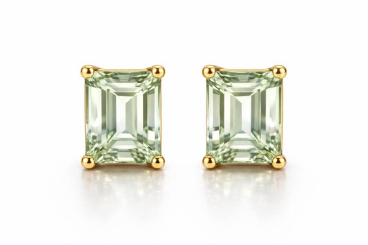 AÏNE Octagon Veil Beryl Studs Yellow Gold
