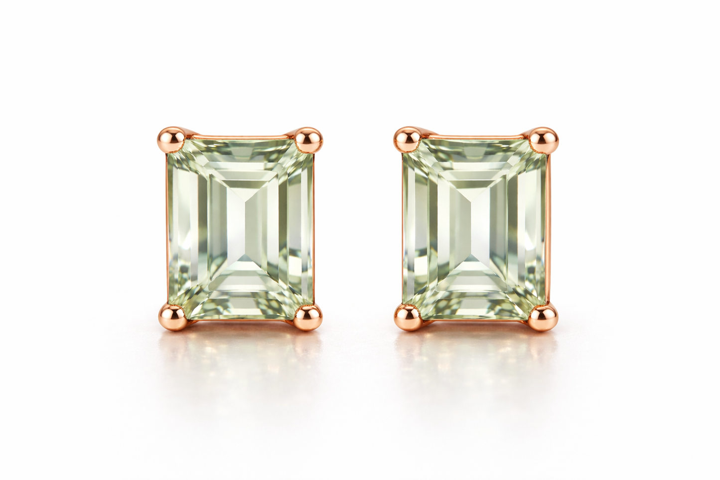 AÏNE Octagon Veil Beryl Studs Rose Gold