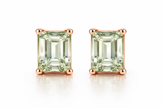 AÏNE Octagon Veil Beryl Studs Rose Gold