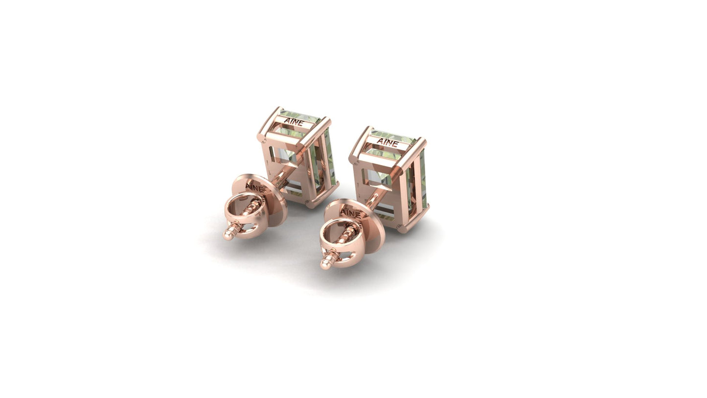 AÏNE Octagon Veil Beryl Studs Rose Gold