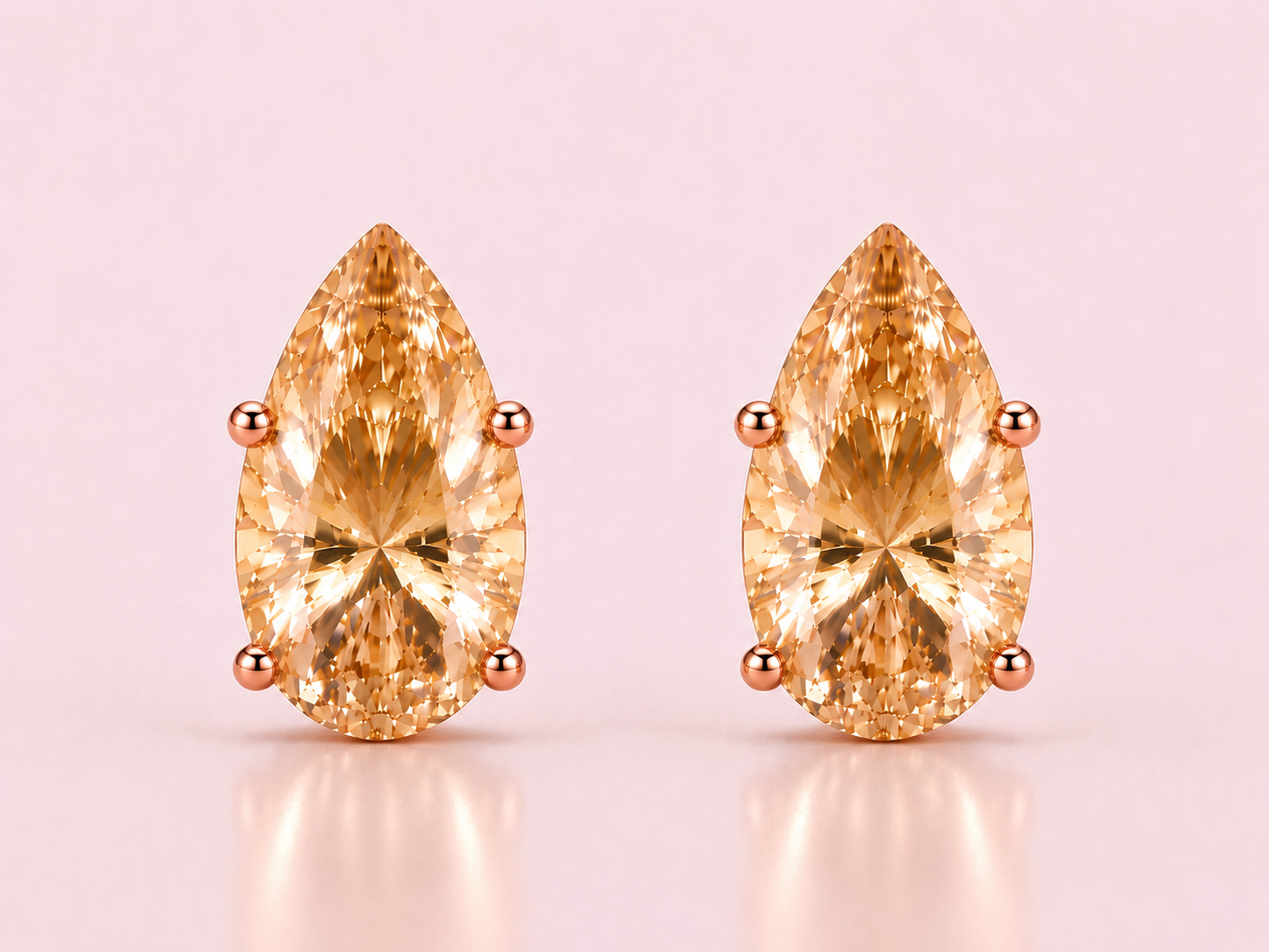 AЇNE Champagne Topaz Studs in Rose Gold