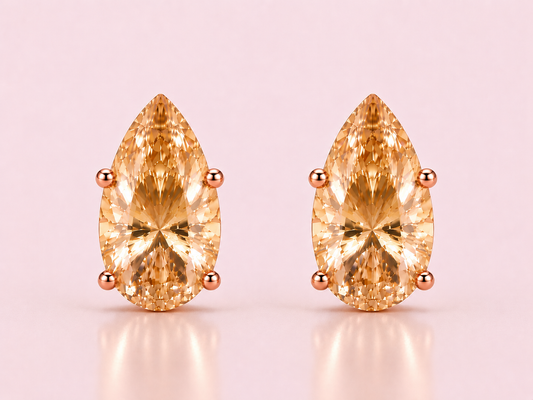 AЇNE Champagne Topaz Studs in Rose Gold