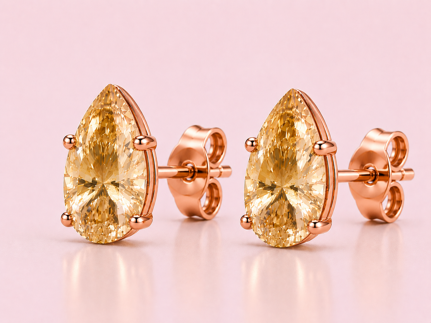 AЇNE Champagne Topaz Studs in Rose Gold