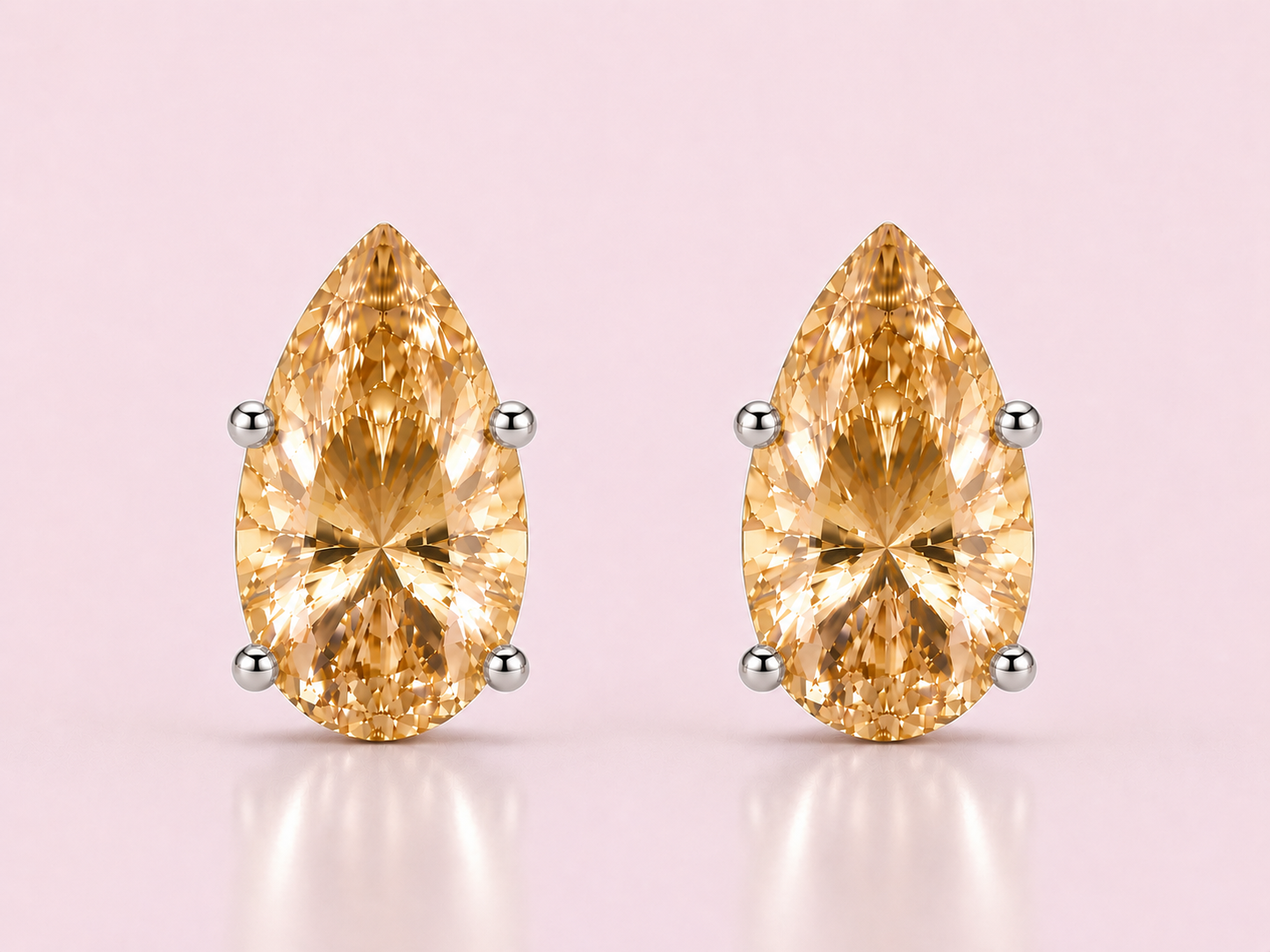 AЇNE Champagne Topaz Studs in White Gold