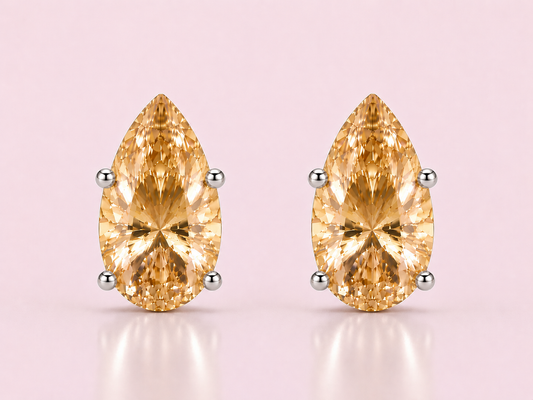 AЇNE Champagne Topaz Studs in White Gold