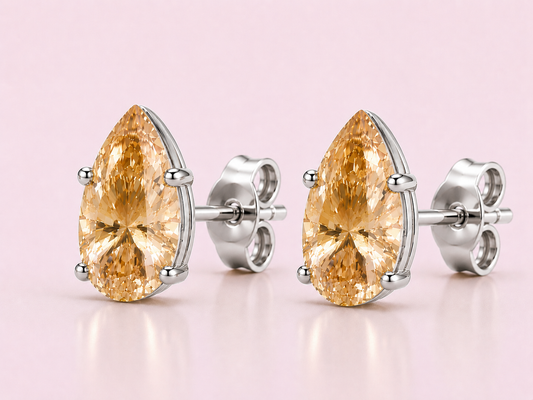 AЇNE Champagne Topaz Studs in White Gold