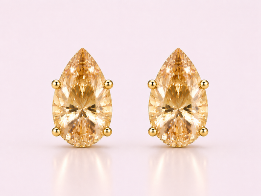 AЇNE Champagne Topaz Studs in Yellow Gold