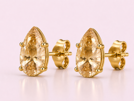 AЇNE Champagne Topaz Studs in Yellow Gold