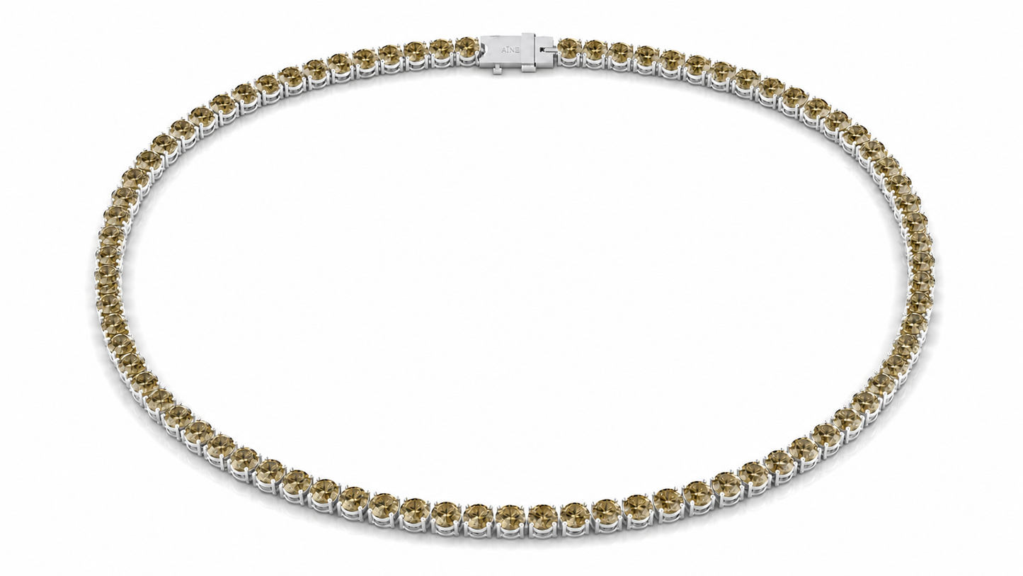 AЇNE Topaz Tennis Necklace in White Gold