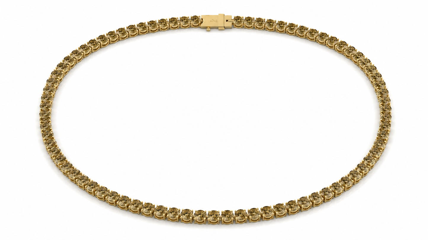 AЇNE Topaz Tennis Necklace in Yellow Gold