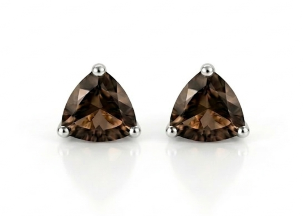 AÏNE Smoky Quartz Studs White Gold
