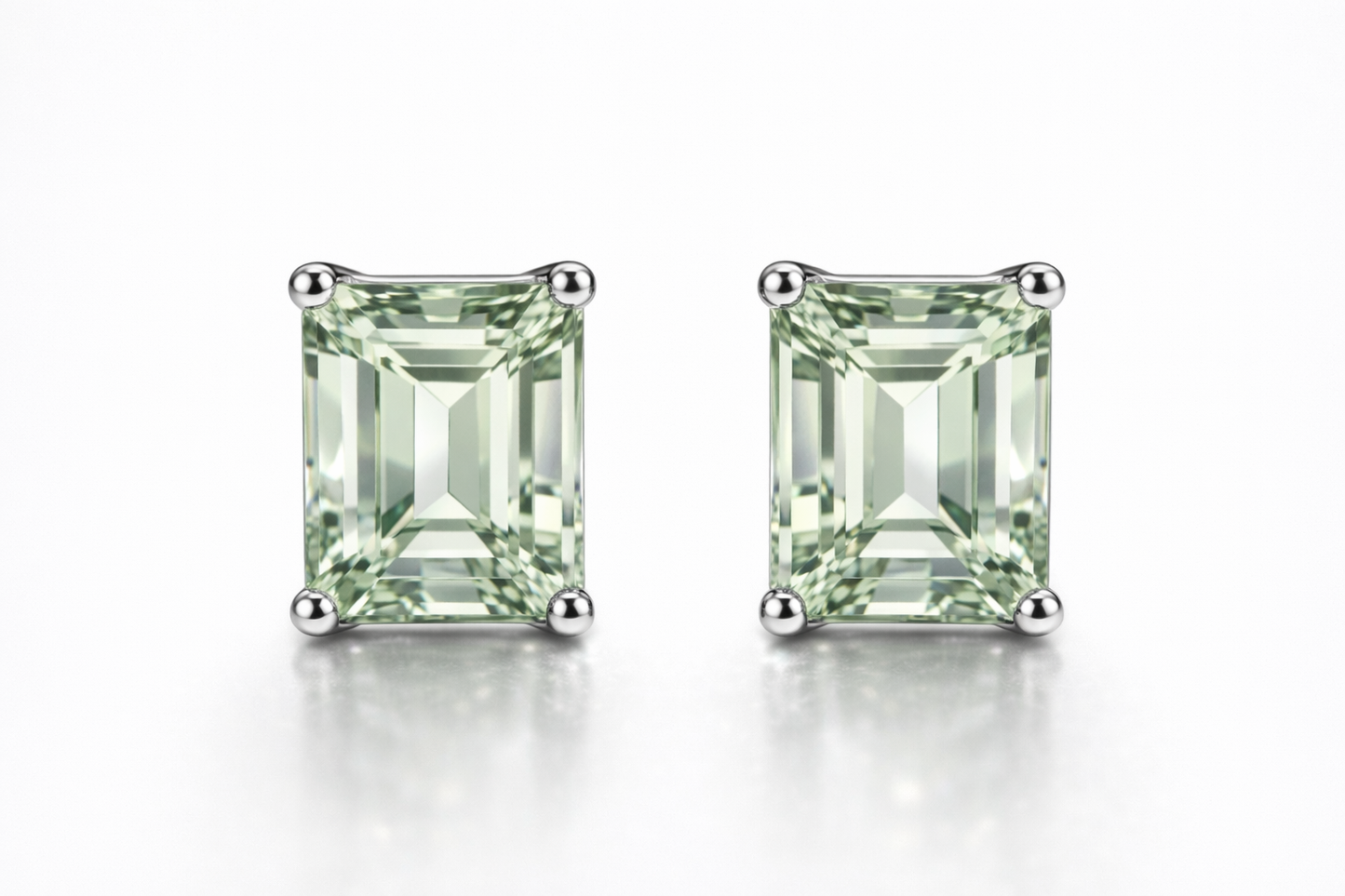 AÏNE Octagon Veil Beryl Studs in White Gold