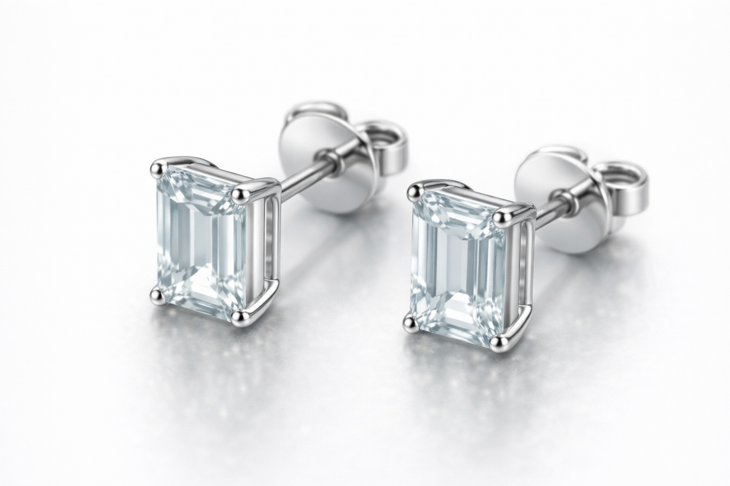 AÏNE Sheer Topaz Studs in White Gold