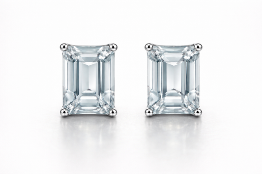 AÏNE Sheer Topaz Studs in White Gold