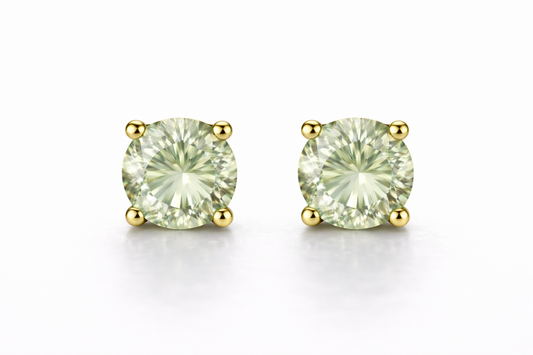 AÏNE Veil Beryl Studs in Yellow Gold
