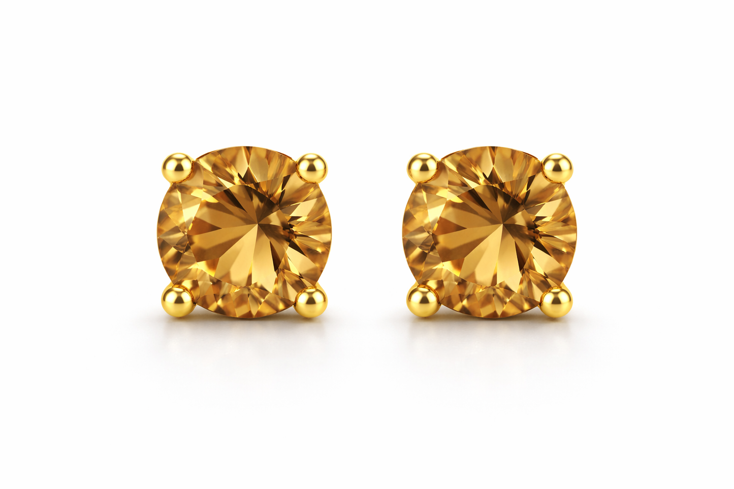 Сережки-гвоздики AÏNE Wine Topaz із жовтого золота