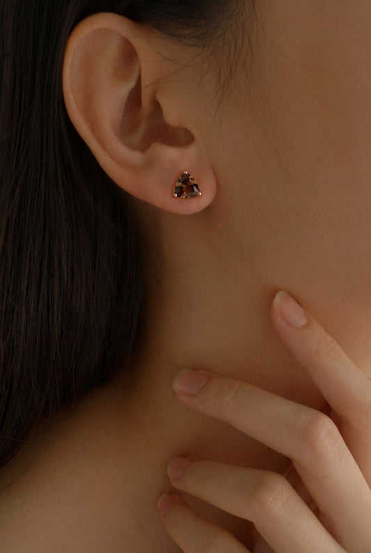 AÏNE Smoky Quartz Studs Rose Gold
